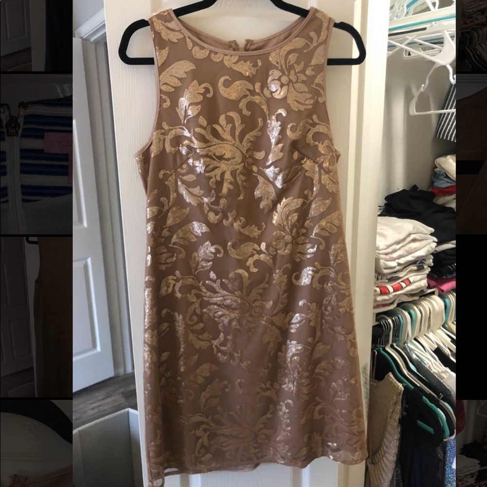 Never worn blush & gold sequined dress